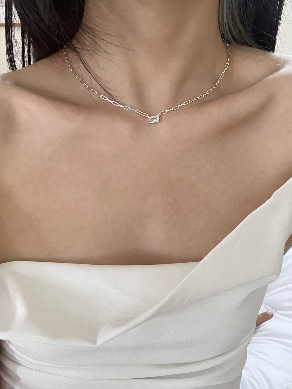 [92.5 silver] Box necklace