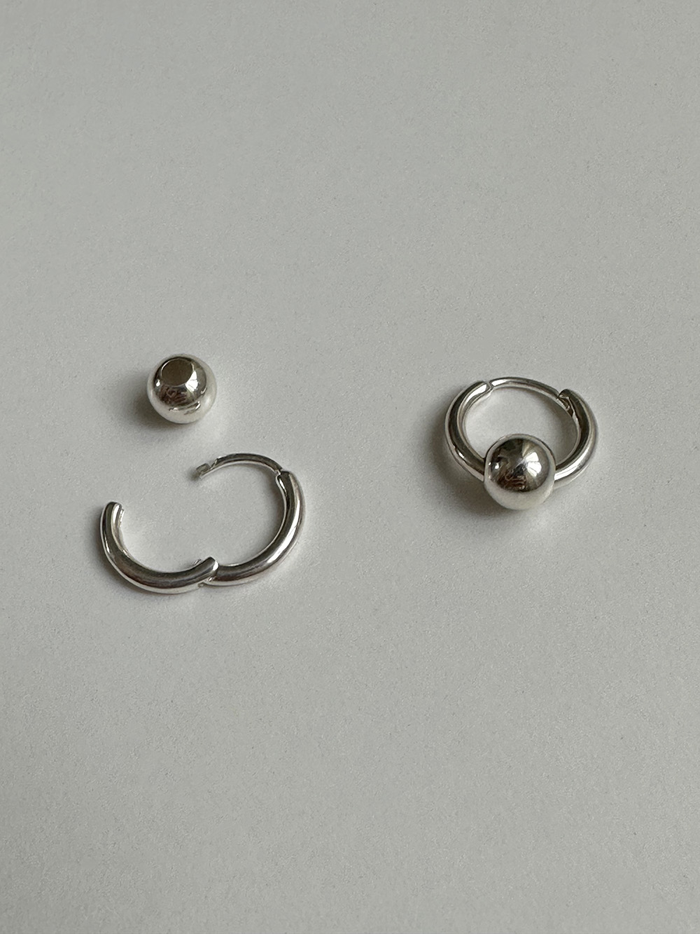 [92.5silver] 2way ball earring