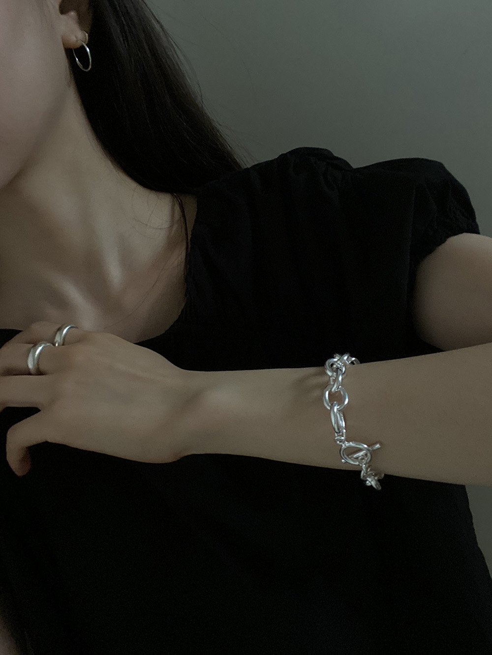 [92.5 silver] daily bold chain bracelet