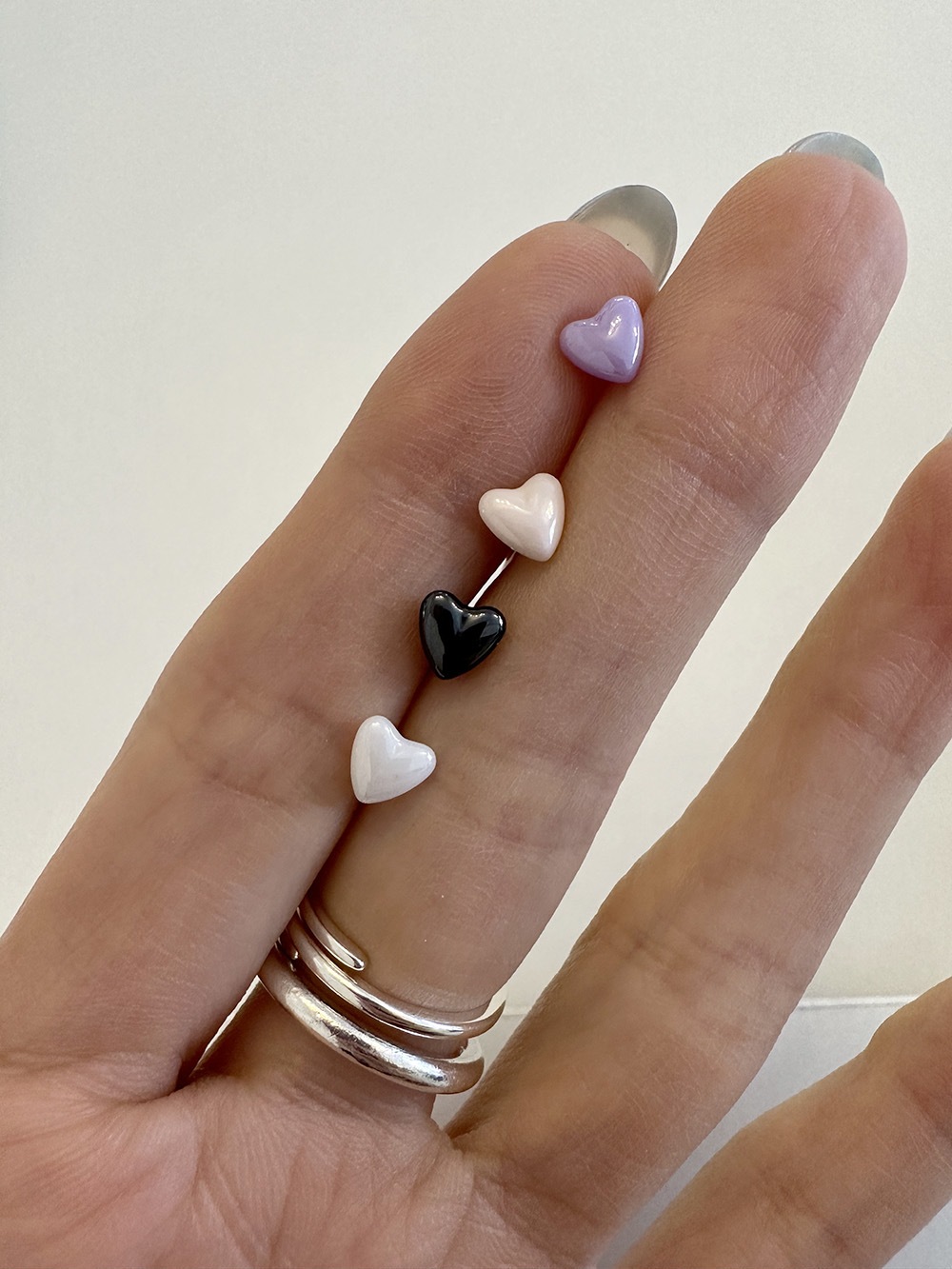 Ceramic heart earring (4color)