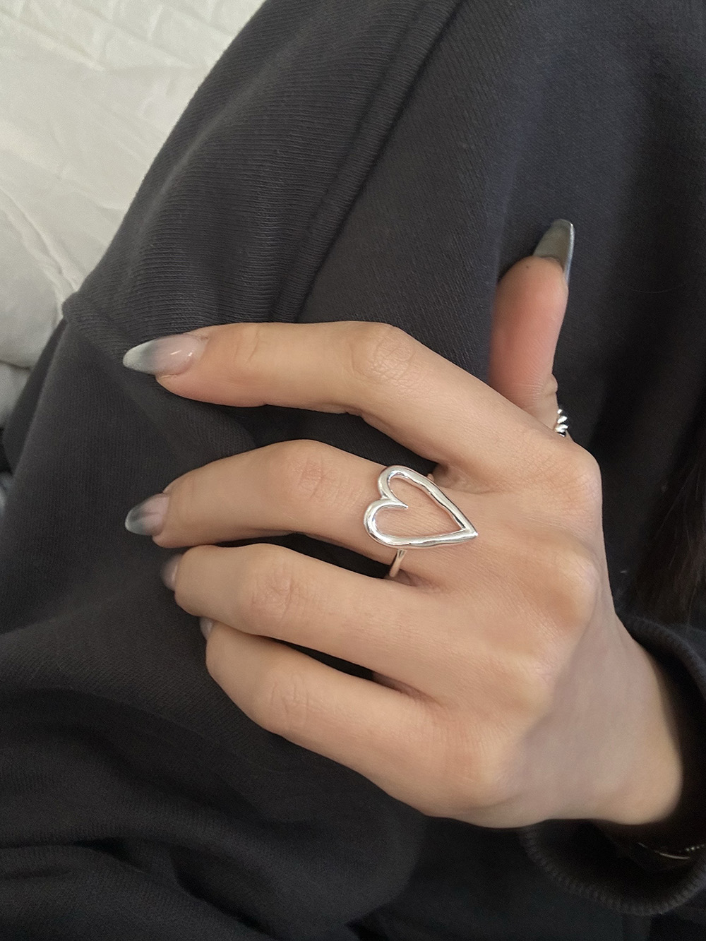 [92.5silver] Atypical heart ring