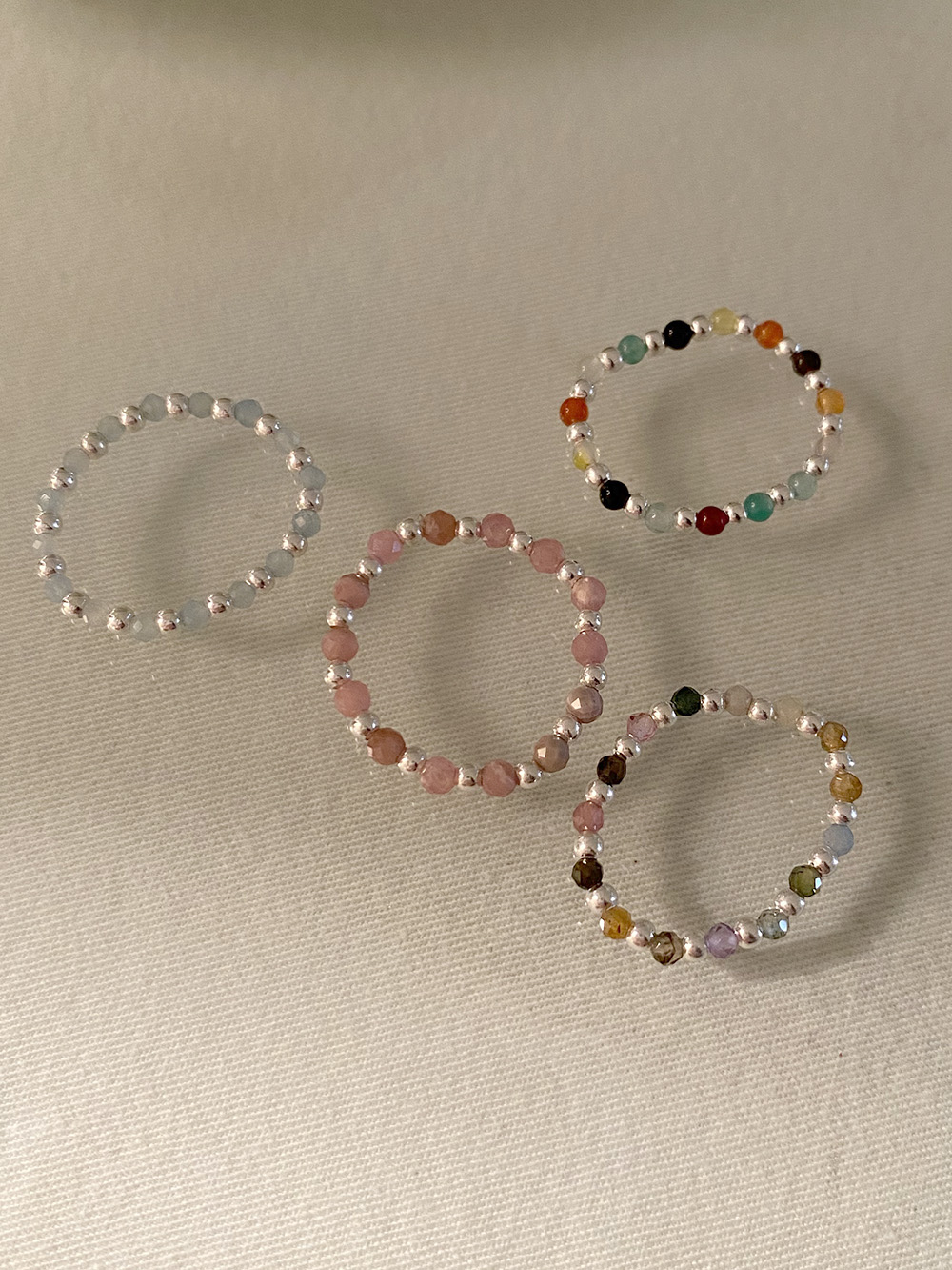 [92.5 silver] color beads ring (4 type)